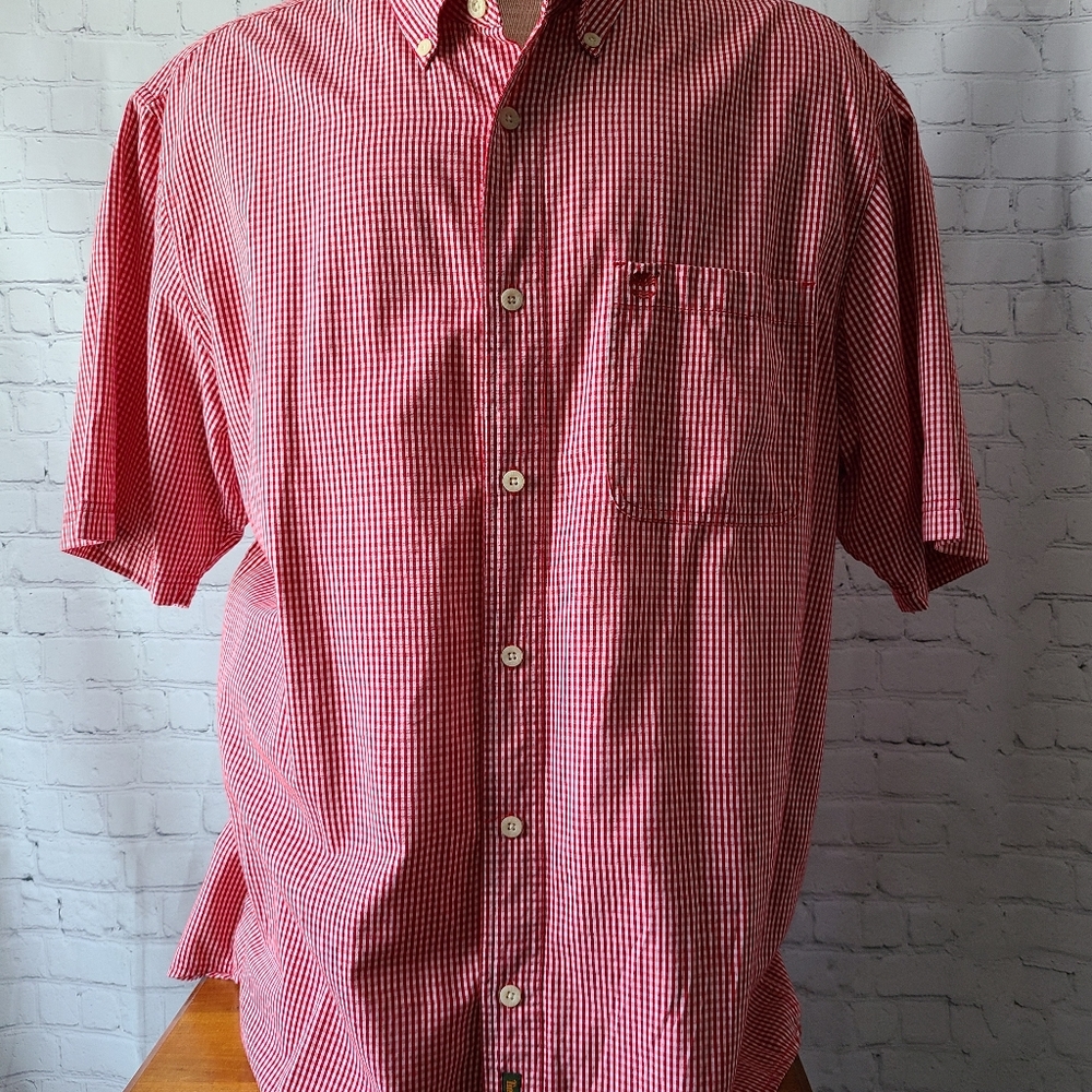 Timberland Short Sleeve Button Down Red White